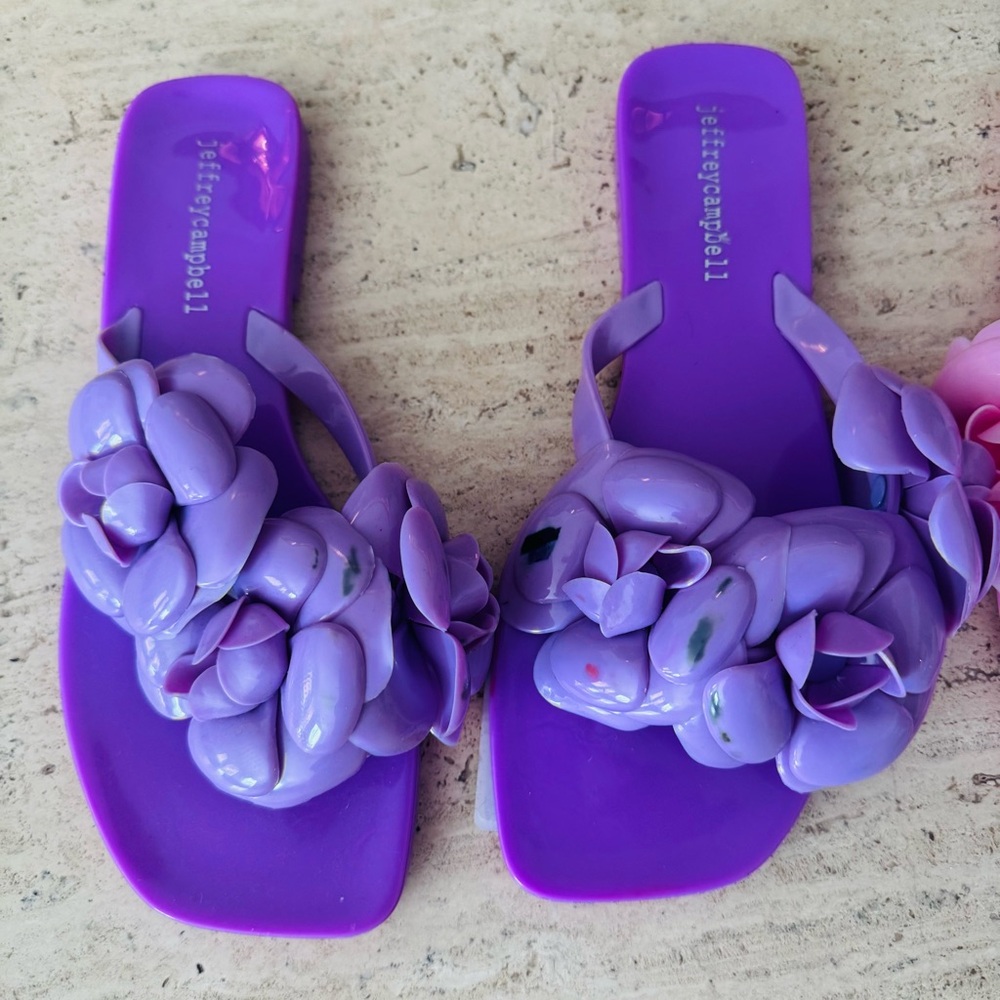 Jeffrey Campbell Floralee Jelly Flower Ornamented Slide Sandals SEE DESCRIPTION - Picture 2 of 7